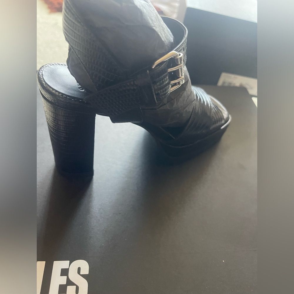 The Kooples Black Croc-Embossed Heeled Boots